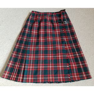 VINTAGE 80s Womens Skirt-ARCHIE BROWN & SON-red/green plaid wool pleated kilt-12